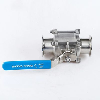 Sanitary Stainless Steel 304 Three-Piece Quick Clamp Ball Valve for Manual Operation