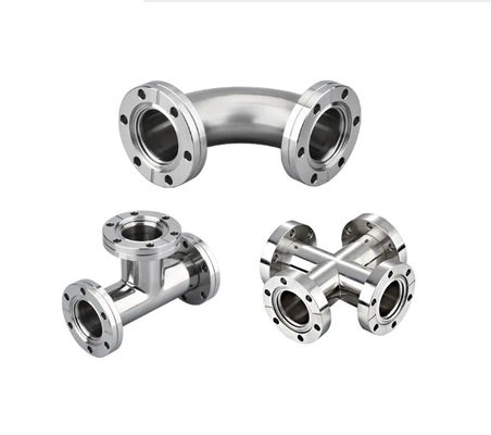 Stainless Steel 301/304/316 KF Equal Tee Connect Flange Vacuum Fitting with OEM Support