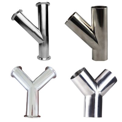 Sanitary Stainless Steel Y Type 3 Way Tee Connector with Tri-Clamp Welding Connection