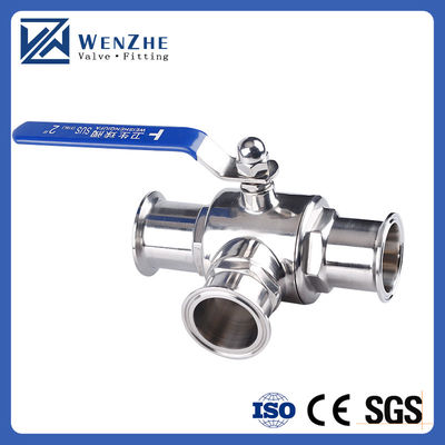 Normal Temperature Media Sanitary Stainless Steel 304 316L Tri Clamp Tee 3 Way Ball Valve