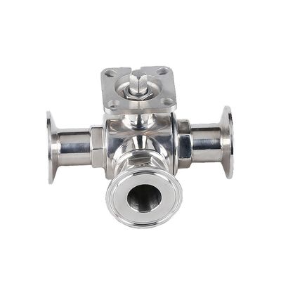 Manual Sanitary Stainless Steel 304/316L Tri-Clamp 3 Way Ball Valve with High Mounting Pad