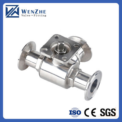Manual Sanitary Stainless Steel 304/316L Tri-Clamp 3 Way Ball Valve with High Mounting Pad