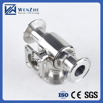 Manual Sanitary Stainless Steel 304/316L Tri-Clamp 3 Way Ball Valve with High Mounting Pad