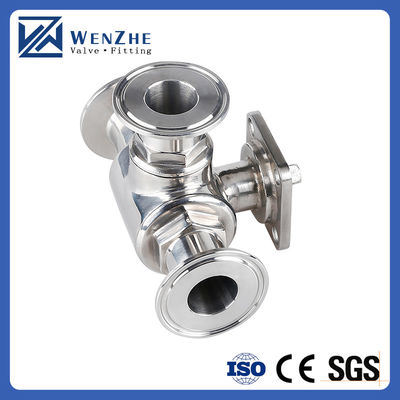 Manual Sanitary Stainless Steel 304/316L Tri-Clamp 3 Way Ball Valve with High Mounting Pad