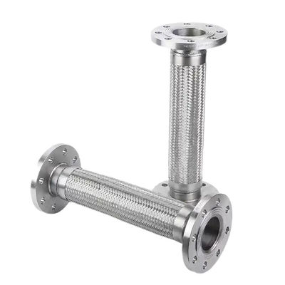Flexible Metal Corrugated Pipe with Flange Connection Silver Stainless Steel 304 316 Hose