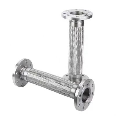 Flexible Metal Corrugated Pipe with Flange Connection Silver Stainless Steel 304 316 Hose