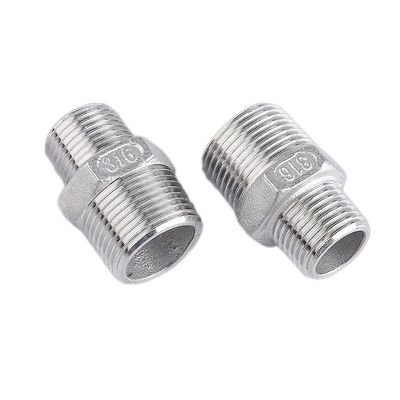 304/316L Stainless Steel BSP/NPT Male Thread Hexagonal Nipple for Water Media 1/4''-4.0