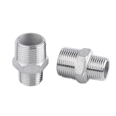 304/316L Stainless Steel BSP/NPT Male Thread Hexagonal Nipple for Water Media 1/4''-4.0