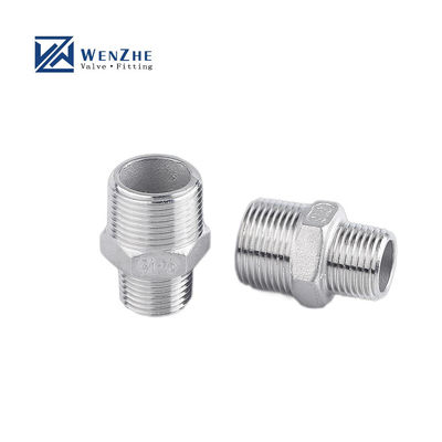 304/316L Stainless Steel BSP/NPT Male Thread Hexagonal Nipple for Water Media 1/4''-4.0