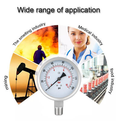 Thread Connection WZ 100mm 304SS Stainless Steel Pressure Gauge Cylindrical Head Code