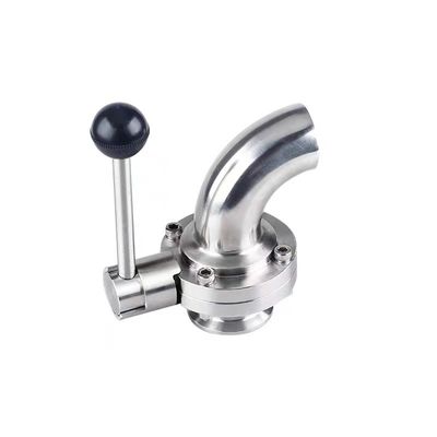 304 316 Stainless Steel Sanitary Side Elbow Quick Butterfly Valve with Manual Welding