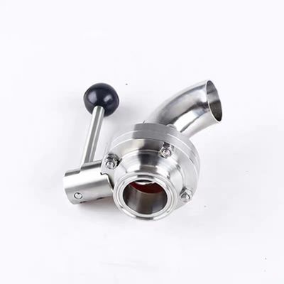 304 316 Stainless Steel Sanitary Side Elbow Quick Butterfly Valve with Manual Welding