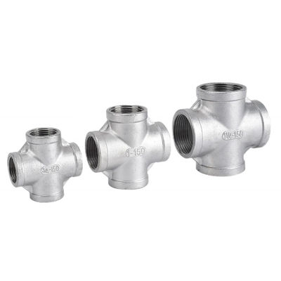 Stainless Steel 304 201 316 Pipe Fitting Female Thread Cross 4 Way Cross NPT BSPT BSPP Casting