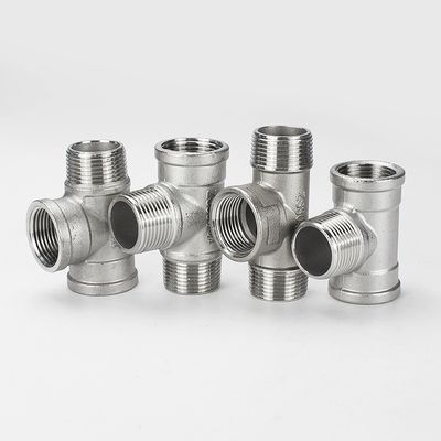 Sanitary Stainless Steel 3 Way Male Threaded Tee Pipe Fittings with Casting SS304