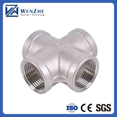 Cylindrical Head Code 201 304 316 Four Way Equal Male And Female Threaded Cross NPT BSP