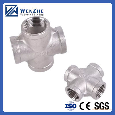 Cylindrical Head Code 201 304 316 Four Way Equal Male And Female Threaded Cross NPT BSP