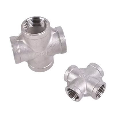 Cylindrical Head Code 201 304 316 Four Way Equal Male And Female Threaded Cross NPT BSP
