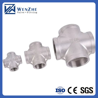 Cylindrical Head Code 201 304 316 Four Way Equal Male And Female Threaded Cross NPT BSP
