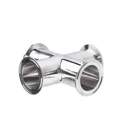 Forged SS304 316 Sanitary Stainless Steel 4 Way Cross Pipe Fitting Polished End 3A DIN