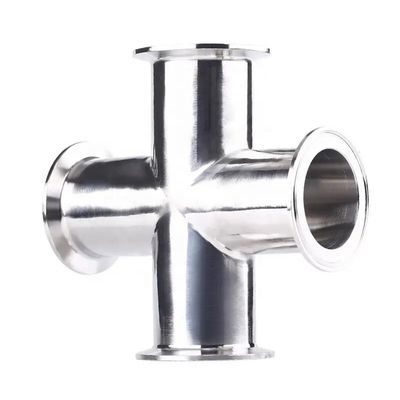 Forged SS304 316 Sanitary Stainless Steel 4 Way Cross Pipe Fitting Polished End 3A DIN