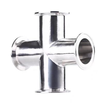 Forged SS304 316 Sanitary Stainless Steel 4 Way Cross Pipe Fitting Polished End 3A DIN